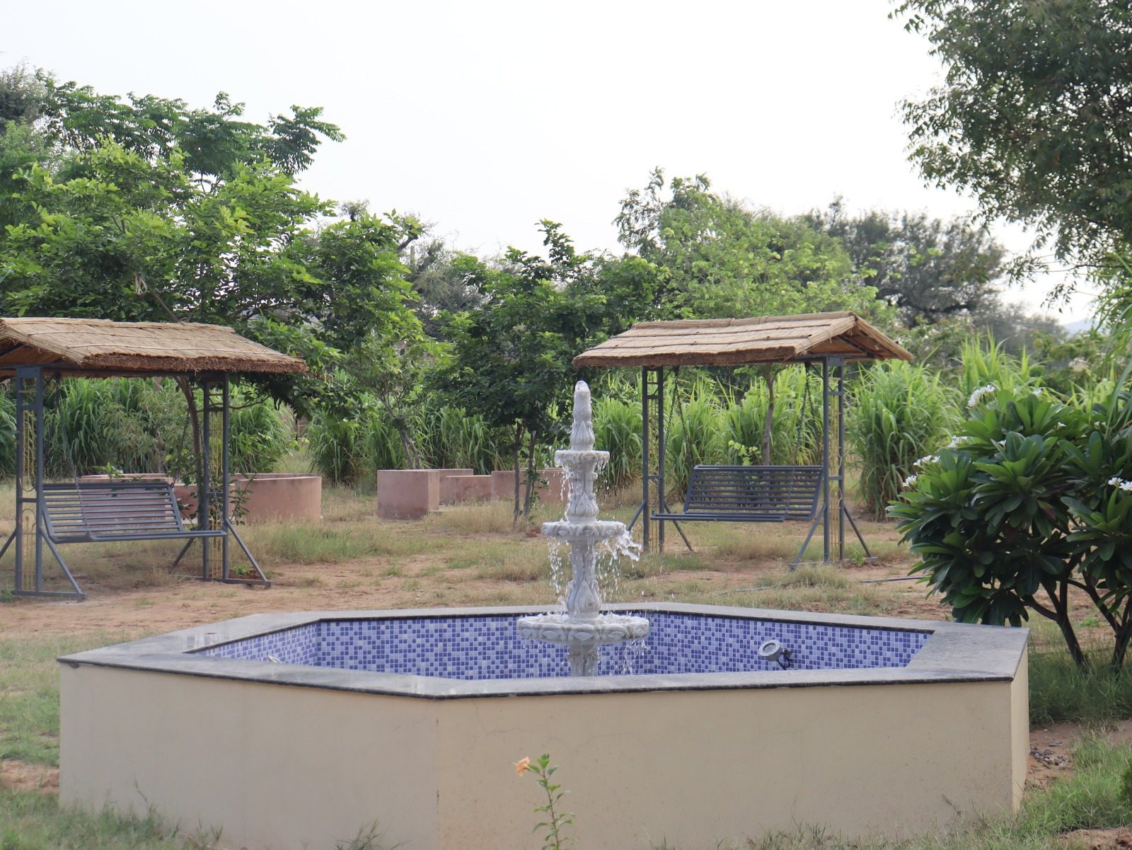 Garden fountain and gazebos
